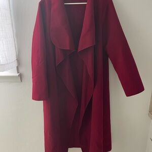 Boohoo Deep Red Drape Coat